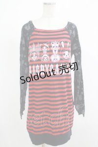 HANGRY&ANGRY / ボーダーラグランワンピース  黒×赤 H-25-12-06-026-HN-OP-KB-ZH