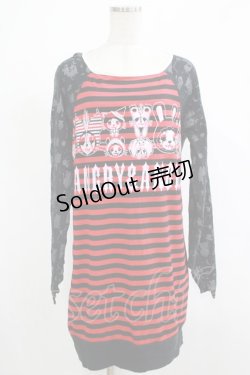 画像1: HANGRY&ANGRY / ボーダーラグランワンピース  黒×赤 H-25-12-06-026-HN-OP-KB-ZH