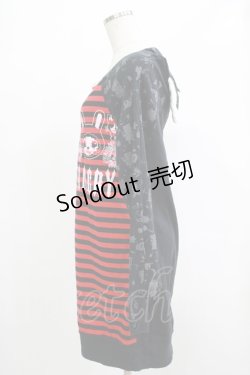 画像2: HANGRY&ANGRY / ボーダーラグランワンピース  黒×赤 H-25-12-06-026-HN-OP-KB-ZH