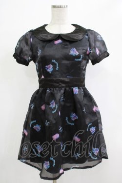 画像1: kokokim / Necorn総柄ワンピース  ブラック H-25-12-06-027-LO-OP-KB-ZH