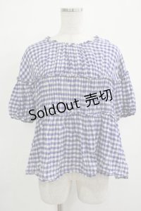 Jane Marple / ギンガムチュニックブラウス  ブルー H-25-12-07-032-JM-TO-KB-ZH