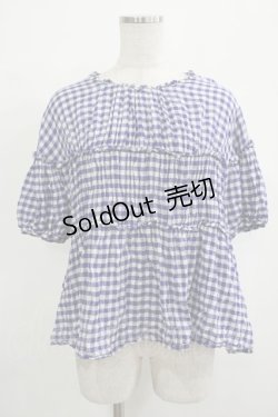 画像1: Jane Marple / ギンガムチュニックブラウス  ブルー H-25-12-07-032-JM-TO-KB-ZH