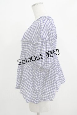 画像2: Jane Marple / ギンガムチュニックブラウス  ブルー H-25-12-07-032-JM-TO-KB-ZH