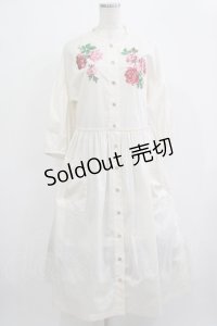 Jane Marple Dans Le Salon / Compact lawn rose EMB dress  アイボリー H-25-12-07-004-JM-OP-KB-ZH