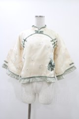 To Alice / チャイナブラウス M 生成り/グリーン H-25-12-07-1035-LO-BL-NS-ZH