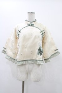 To Alice / チャイナブラウス M 生成り/グリーン H-25-12-07-1035-LO-BL-NS-ZH