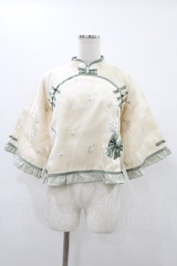 画像1: To Alice / チャイナブラウス M 生成り/グリーン H-25-12-07-1035-LO-BL-NS-ZH
