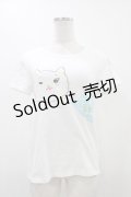 Franche Lippee / ねこプリントTシャツ M ホワイト H-25-12-07-1041-LO-TS-NS-ZH