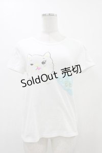 Franche Lippee / ねこプリントTシャツ M ホワイト H-25-12-07-1041-LO-TS-NS-ZH