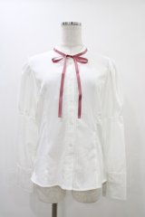 Kurumi Collaboration / KRデシンジゴスリブラウス L ホワイト H-25-12-07-1043-0-BL-NS-ZH