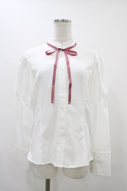 画像1: Kurumi Collaboration / KRデシンジゴスリブラウス L ホワイト H-25-12-07-1043-0-BL-NS-ZH