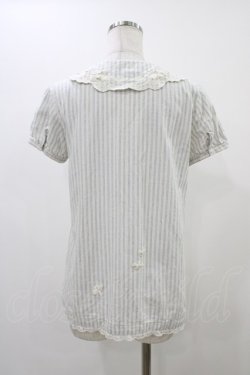 画像2: Franche Lippee / ストライプブラウス M オフ/ブルー H-25-12-07-1048-LO-BL-NS-ZH