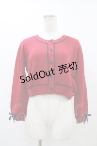 Fi.n.t / 袖口リボンバイカラーニットカーディガン Free RED/NV H-25-12-07-1050-CA-TO-NS-ZH