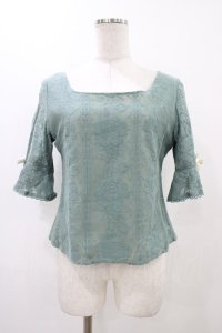 an another angelus / テーブルクロス風レースプルオーバーブラウス Free GREEN H-25-12-07-1051-CA-BL-NS-ZH