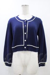 Fi.n.t / 袖口リボンバイカラーニットカーディガン Free NAVY×WH H-25-12-07-1053-CA-TO-NS-ZH