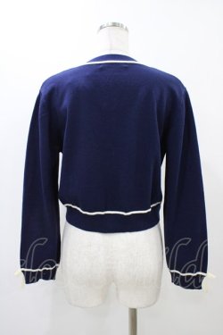 画像2: Fi.n.t / 袖口リボンバイカラーニットカーディガン Free NAVY×WH H-25-12-07-1053-CA-TO-NS-ZH