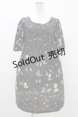 Cherir la femme / オリプリワンピース M ブラック H-25-12-07-1015-LO-OP-NS-ZH