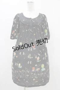 Cherir la femme / オリプリワンピース M ブラック H-25-12-07-1015-LO-OP-NS-ZH