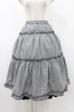 画像1: m petit by misako / NINA'S RVパニエスカート M ブラック/ブラックギンガムリバーシブル H-25-12-07-1023-LO-SK-NS-ZH
