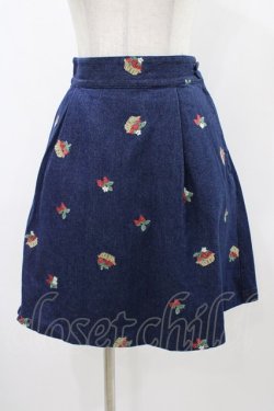 画像1: Fi.n.t / 苺刺繍スカート Free インディゴ H-25-12-07-1028-CA-SK-NS-ZH
