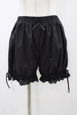 画像1: Kurumi Collaboration / 綿レースドロワーズ L ブラック H-25-12-07-1030-0-PA-NS-ZH