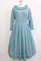 Jane Marple / タックカラーチェックワンピース  ブルー H-25-12-07-007-JM-OP-KB-ZT449