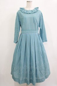 Jane Marple / タックカラーチェックワンピース  ブルー H-25-12-07-007-JM-OP-KB-ZT449