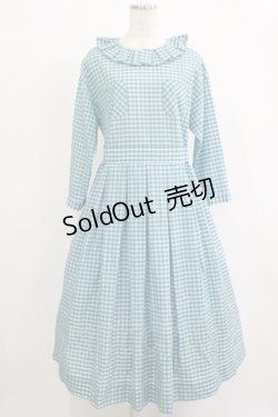 画像1: 【SALE】Jane Marple / タックカラーチェックワンピース  ブルー H-25-12-07-007-JM-OP-KB-ZT449