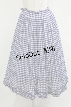 画像1: Jane Marple / ギンガムフリルスカート  ブルー H-25-12-07-010-JM-SK-KB-ZT473