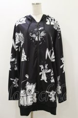 NieR Clothing / 総柄ZIPパーカー  黒 H-25-12-08-052-PU-TO-KB-ZH