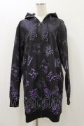 NieR Clothing / 総柄ZIPパーカー  黒 H-25-12-08-053-PU-TO-KB-ZH