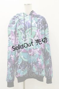 NieR Clothing / 総柄ふわもこプルパーカー  黒×ONEくん H-25-12-08-054-PU-TO-KB-ZH