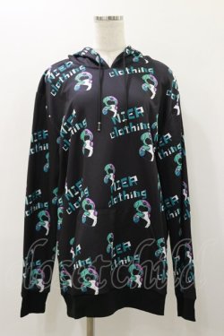 画像1: NieR Clothing / 総柄プルパーカー  黒×ONEくん H-25-12-08-056-PU-TO-KB-ZH
