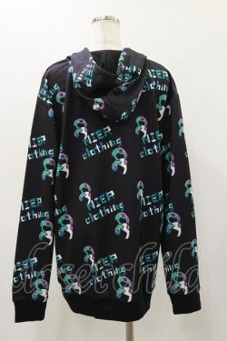 画像2: NieR Clothing / 総柄プルパーカー  黒×ONEくん H-25-12-08-056-PU-TO-KB-ZH