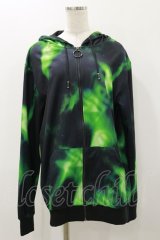 NieR Clothing / 総柄ZIPパーカー F 黒×緑 H-25-12-08-058-PU-TO-KB-ZH