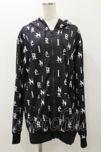 NieR Clothing / 総柄ZIPパーカー  黒×ロゴ H-25-12-08-059-PU-TO-KB-ZH