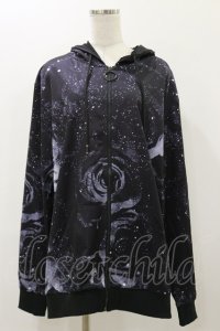 NieR Clothing / 総柄ZIPパーカー F 黒 H-25-12-08-062-PU-TO-KB-ZH