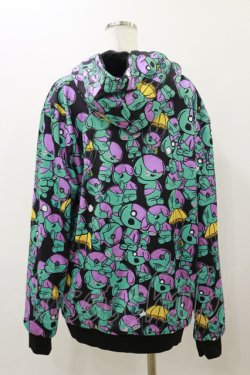 画像2: NieR Clothing / 総柄ふわもこプルパーカー F 黒×ONEくん H-25-12-08-066-PU-TO-KB-ZH