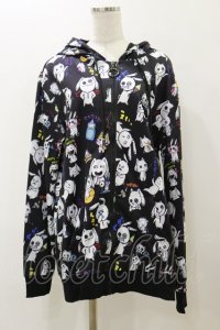 NieR Clothing / 総柄ZIPパーカー F 黒×Nierちゃん H-25-12-08-067-PU-TO-KB-ZH