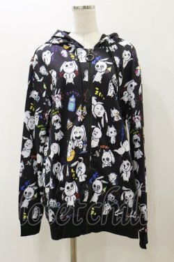 画像1: NieR Clothing / 総柄ZIPパーカー F 黒×Nierちゃん H-25-12-08-067-PU-TO-KB-ZH