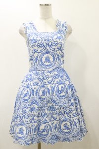 MILK / ポーセリンワンピース  オフ×ブルー H-25-12-08-078-ML-OP-KB-ZT457