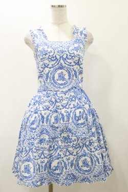 画像1: MILK / ポーセリンワンピース  オフ×ブルー H-25-12-08-078-ML-OP-KB-ZH