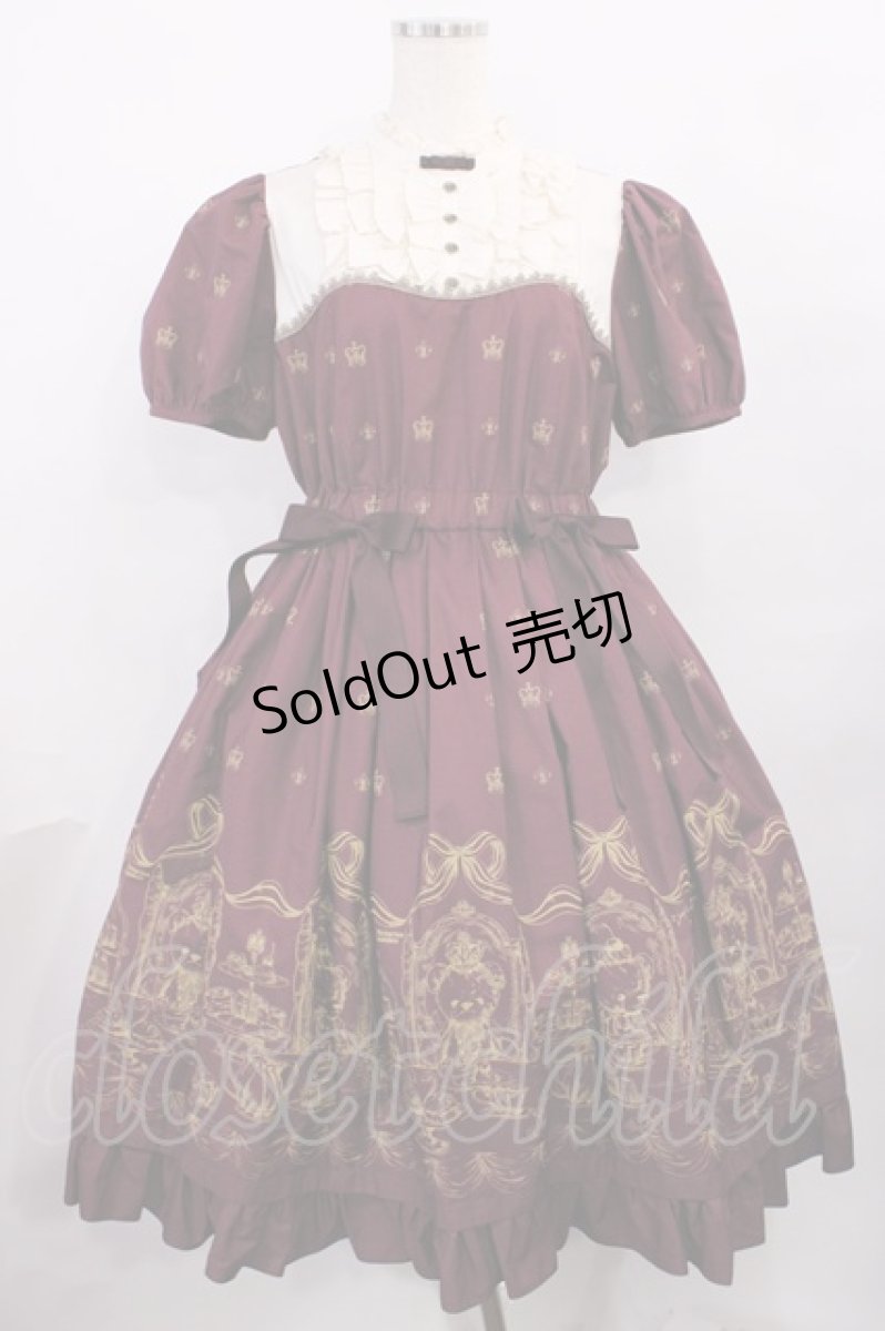 画像1: Victorian maiden / ロイヤルベアサイドリボンワンピース Free ボルドー H-25-12-08-1009-CL-OP-NS-ZH (1)