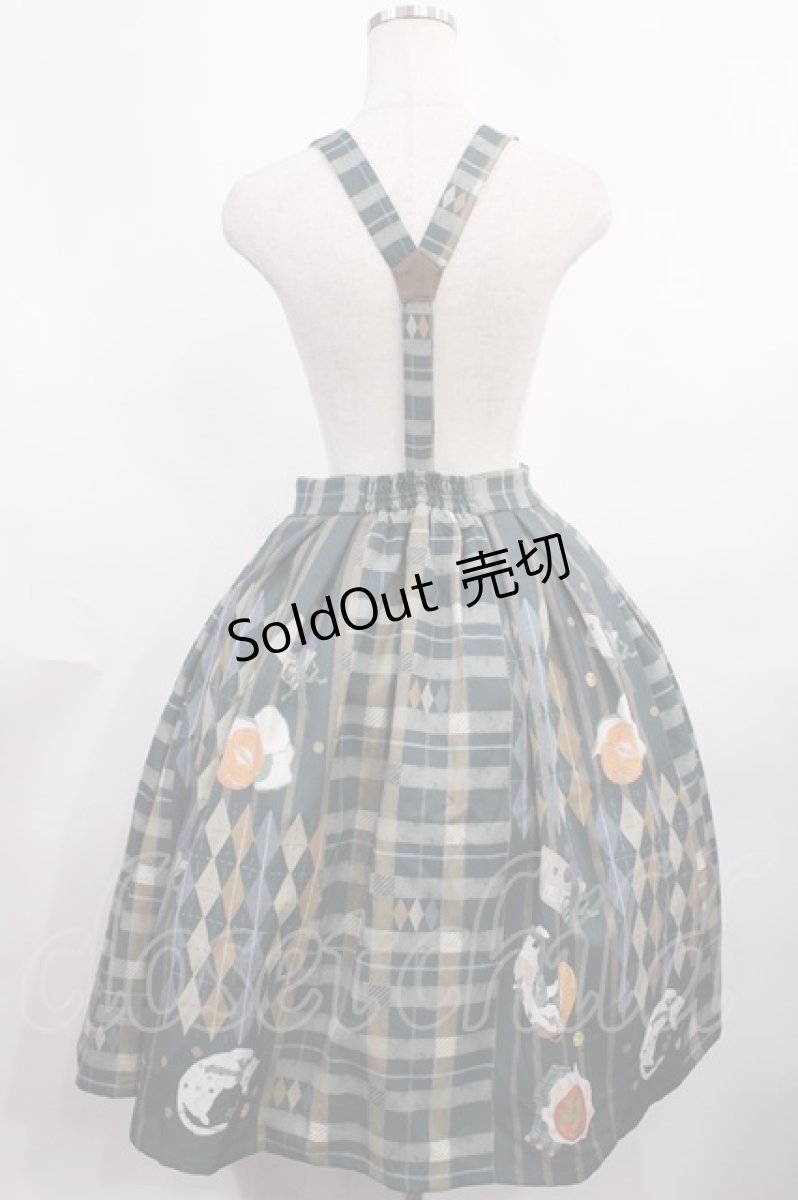 画像2: Forest Wardrobe（海外ロリータブランド） / Bouquet Plaid Strap Skirt XL グリーン H-25-12-08-1016-LO-SK-NS-ZH (2)