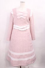 画像1: Lolime by mellfy memory / twinkle tweed ワンピース M PINK H-25-12-08-1022-LO-OP-NS-ZH (1)