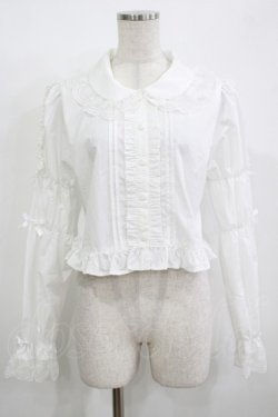 画像1: DearMyLoveEmily / ミルフィーユレースショートブラウス LL オフ H-25-12-09-043-PU-BL-NS-ZH