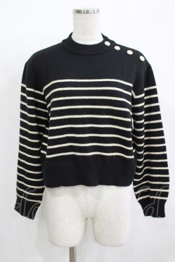 画像1: Fi.n.t / フレンチボーダーニットプルオーバー Free BLACK H-25-12-09-045-CA-TO-NS-ZH