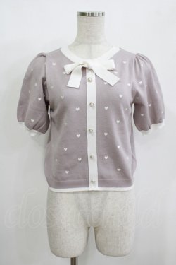 画像1: evelyn / 半袖ハートニット Free ピンク H-25-12-09-048-LO-TO-NS-ZH