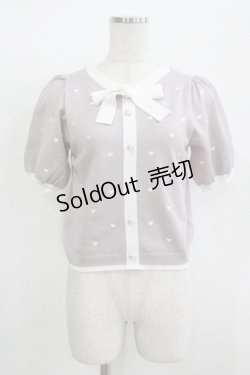 画像1: evelyn / 半袖ハートニット Free ピンク H-25-12-09-048-LO-TO-NS-ZH