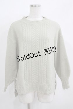 画像1: axes femme / 裾ボタンロングニットプルオーバー M グリーン H-25-12-09-049-AX-TO-NS-ZH